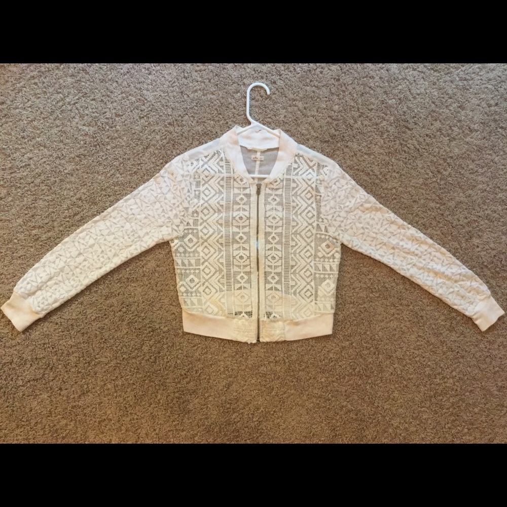 Hollister White Crochet Sheer Jacket
